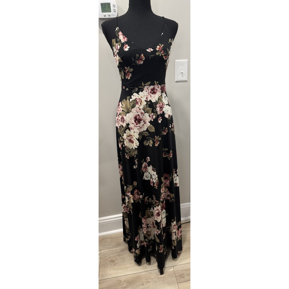 Windsor Dresses & Skirts - Windsor Black Floral Maxi Dress Boho Floral Cottagecore Evening Women's XS